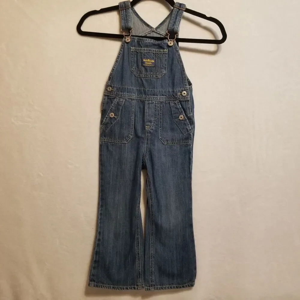 Oshkosh Bgosh 4T Overalls Vestbak 100% Cotton Denim Full Length Vtg 90s